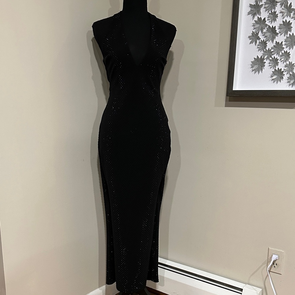 *ZARA* Black Long Sleeve Sparkle Rhinestone Evening Gown NWT Size Small
